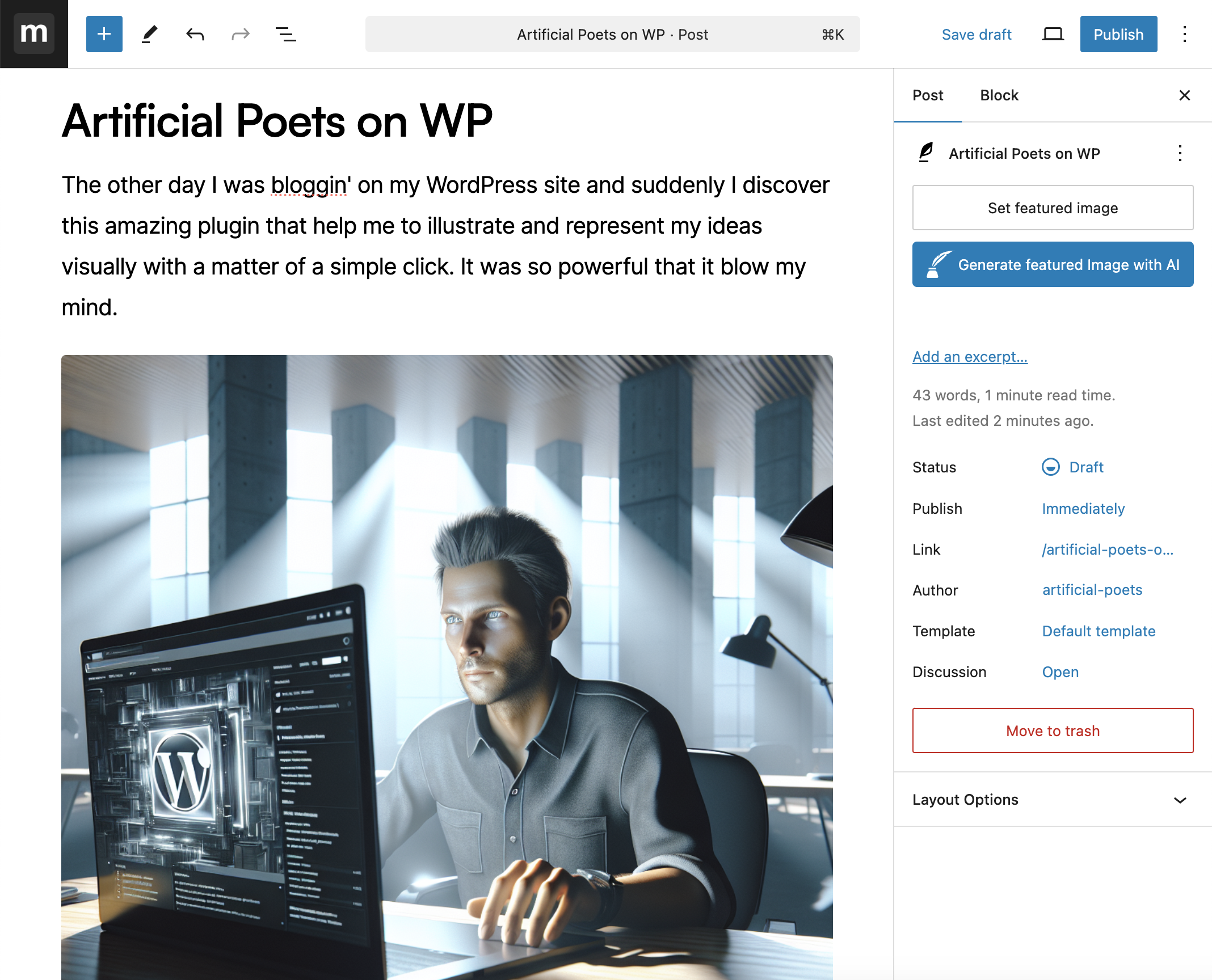 **Generate Images for your writings** - with one-click you can illustrate your ideas.