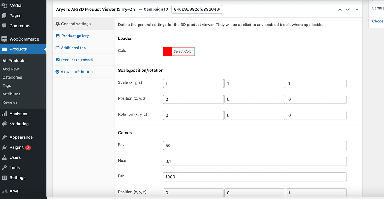 Choose the option you prefer to embed the product viewer and/or the AR experience.