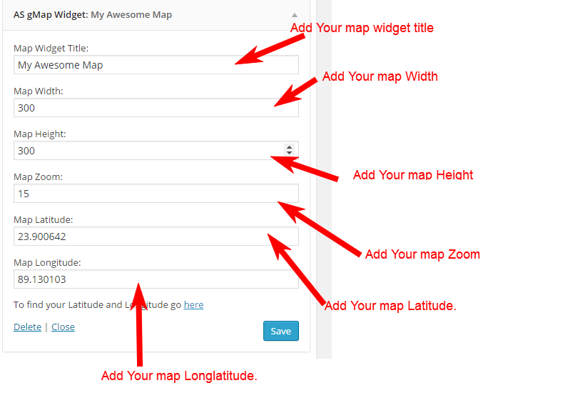 You will Get some Form field in AS gMap Widget.