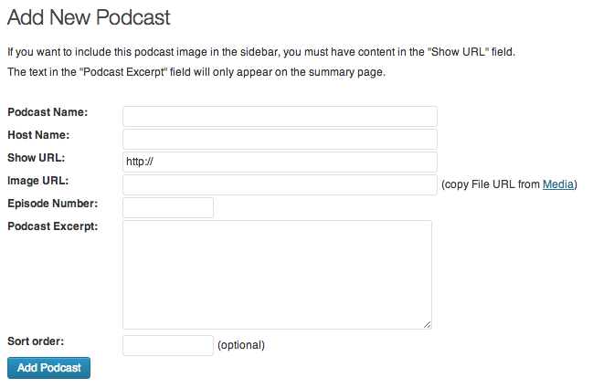 Enter the details of your podcast interview