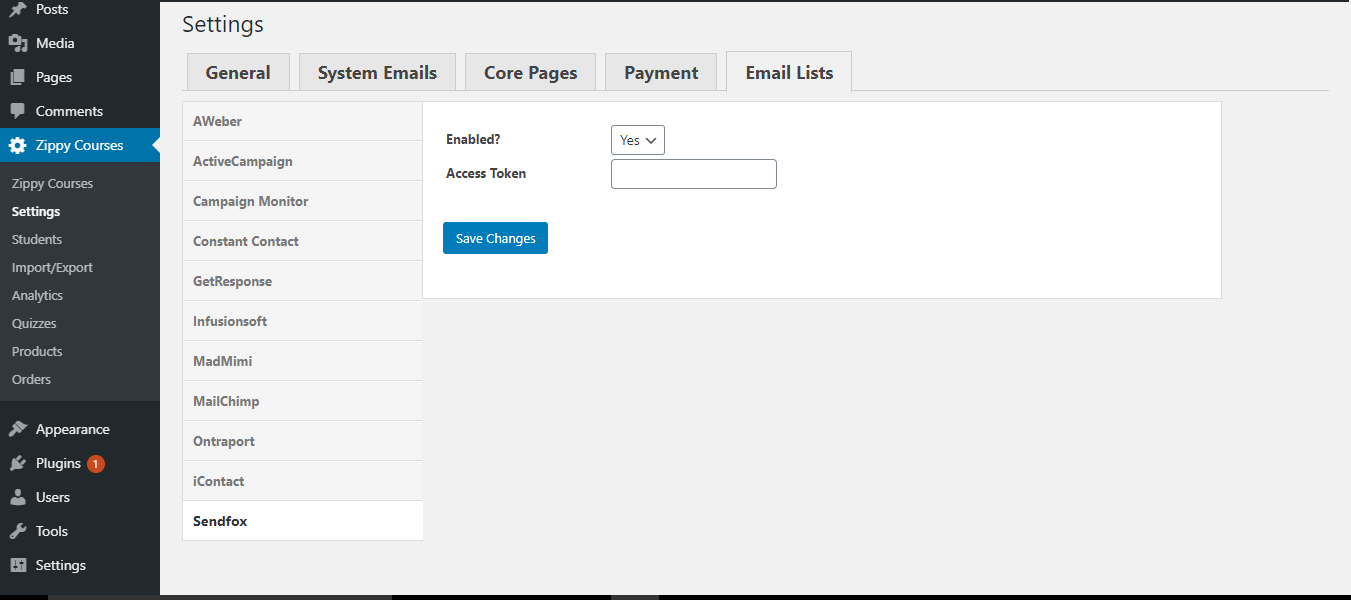 The plugin admin bar