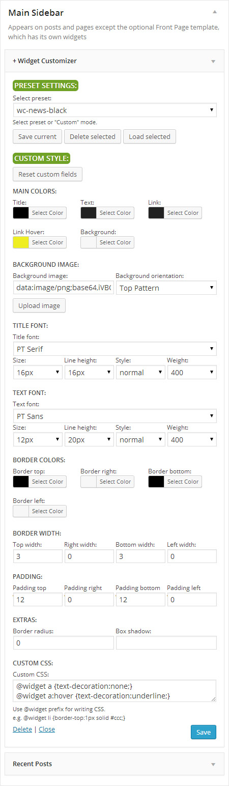 Widget Customizer FREE VERSION
