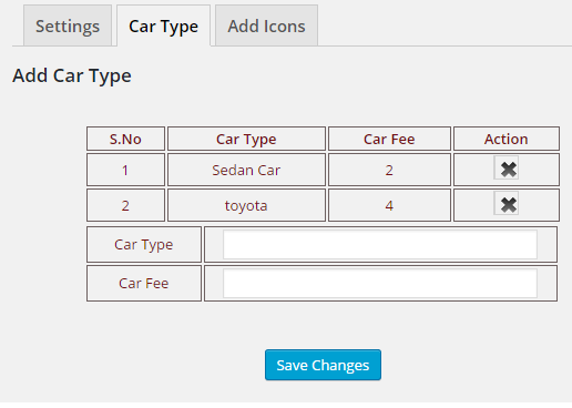 This screenshot display that how to add taxi types and taxi fare