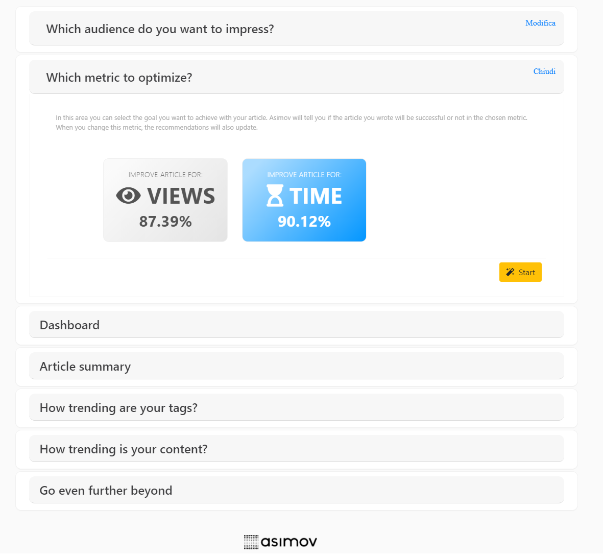 Metrics optimization