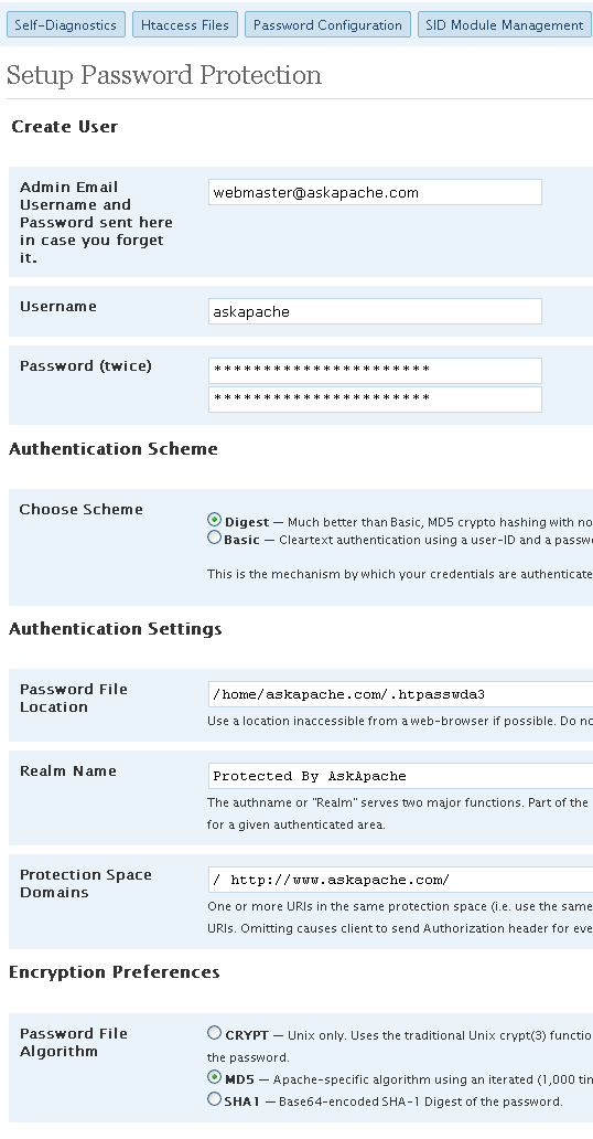 Authentication / Password Settings