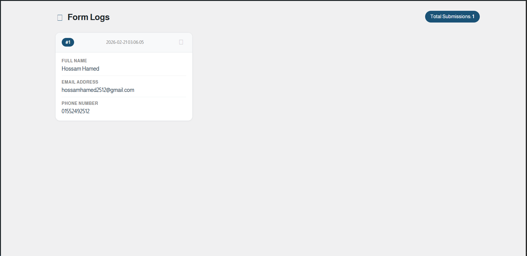 Frontend — Chatbot widget showing FAQ sections menu.
