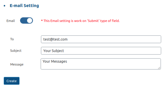 Email configuration.