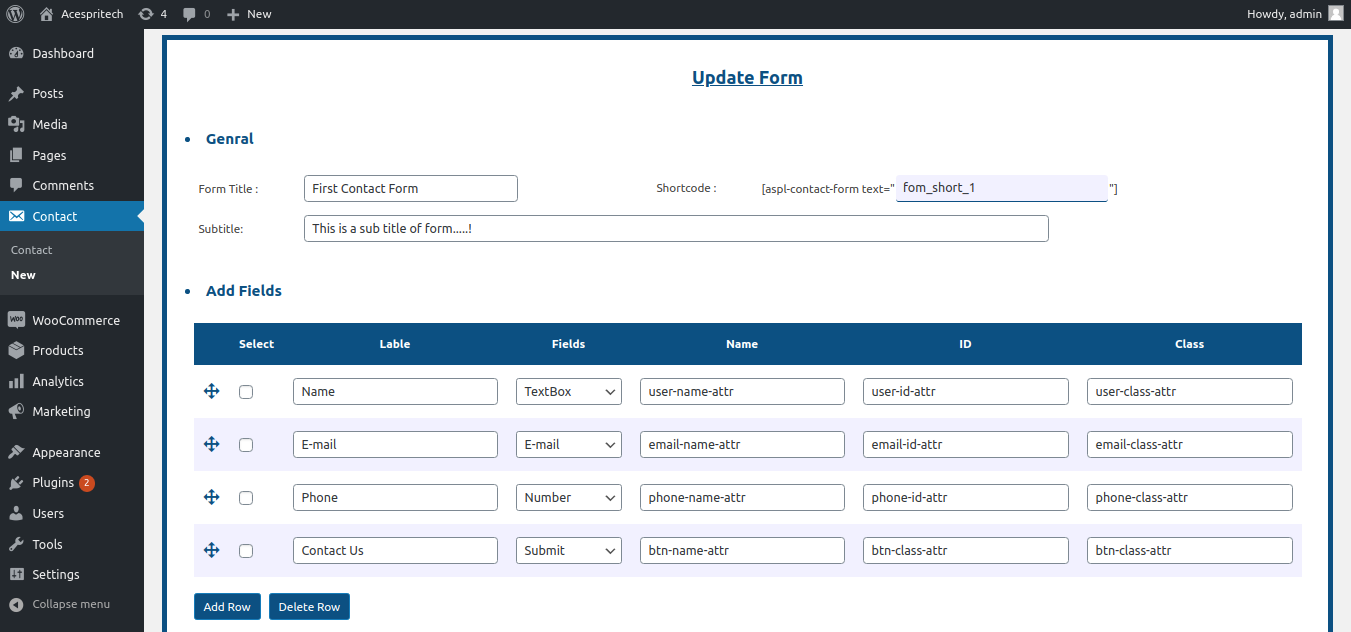 Update Existing form data