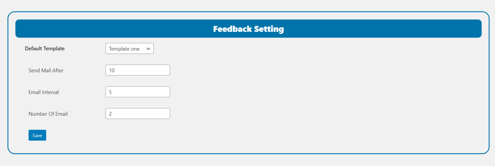 Feedback plugin seeting page for send email or set template.