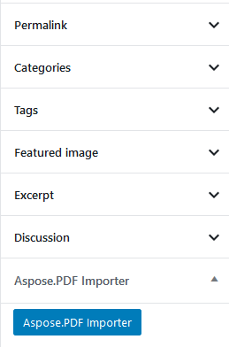 Post Page with "Aspose.PDF Importer" button