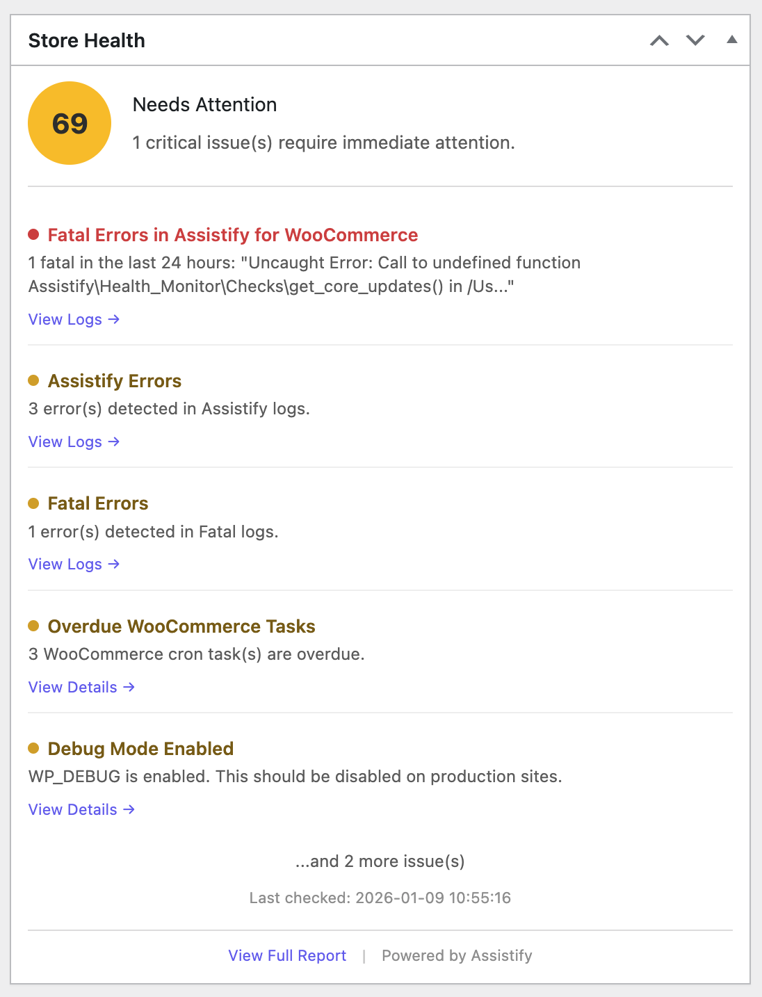 Store health widget.