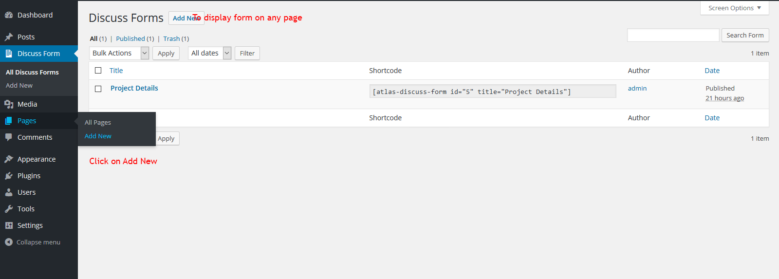 Add to New page