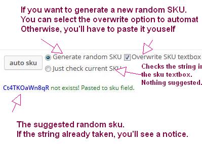 The Auto SKU button and options explained