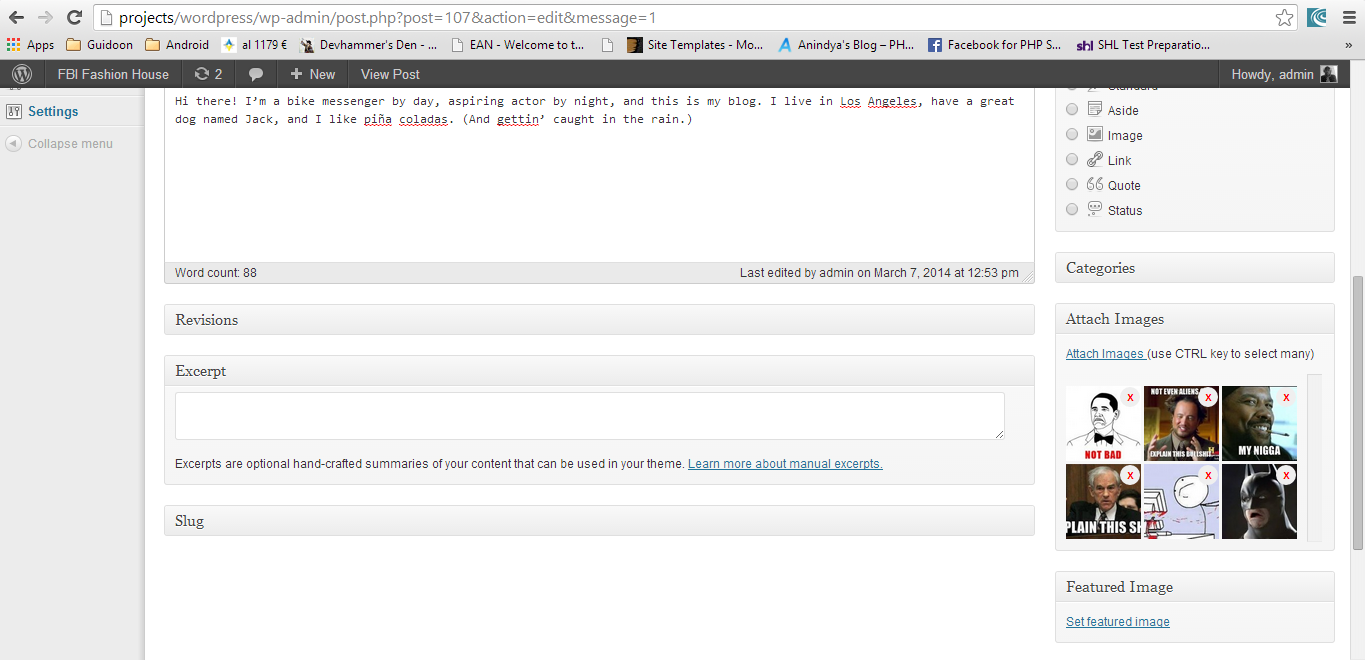 Metabox showing selected images