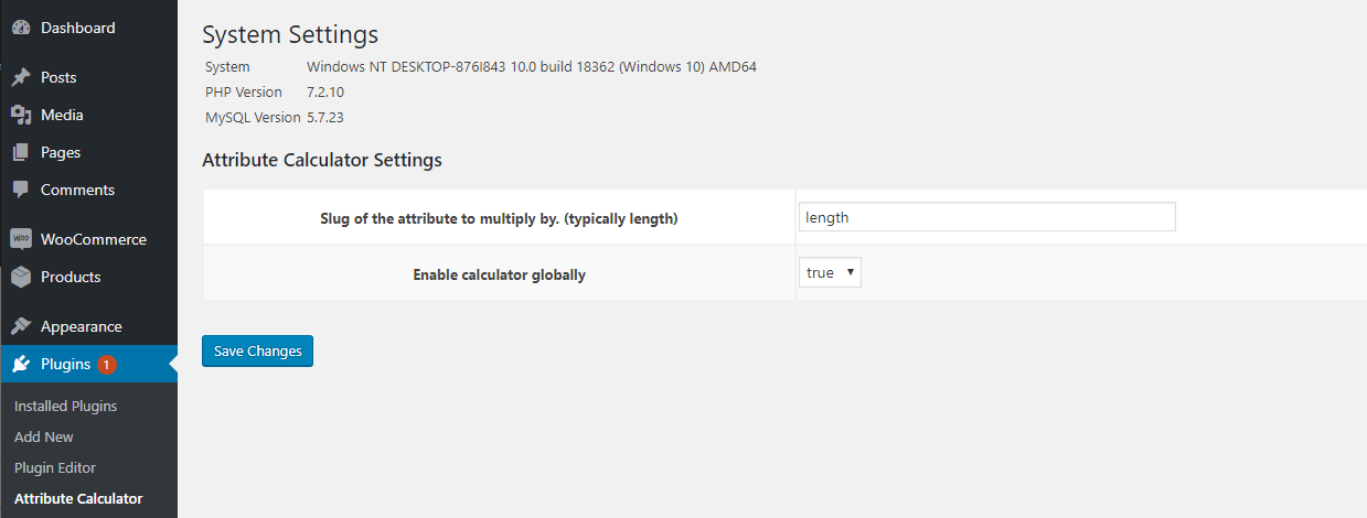 Enable calculator and define attribute