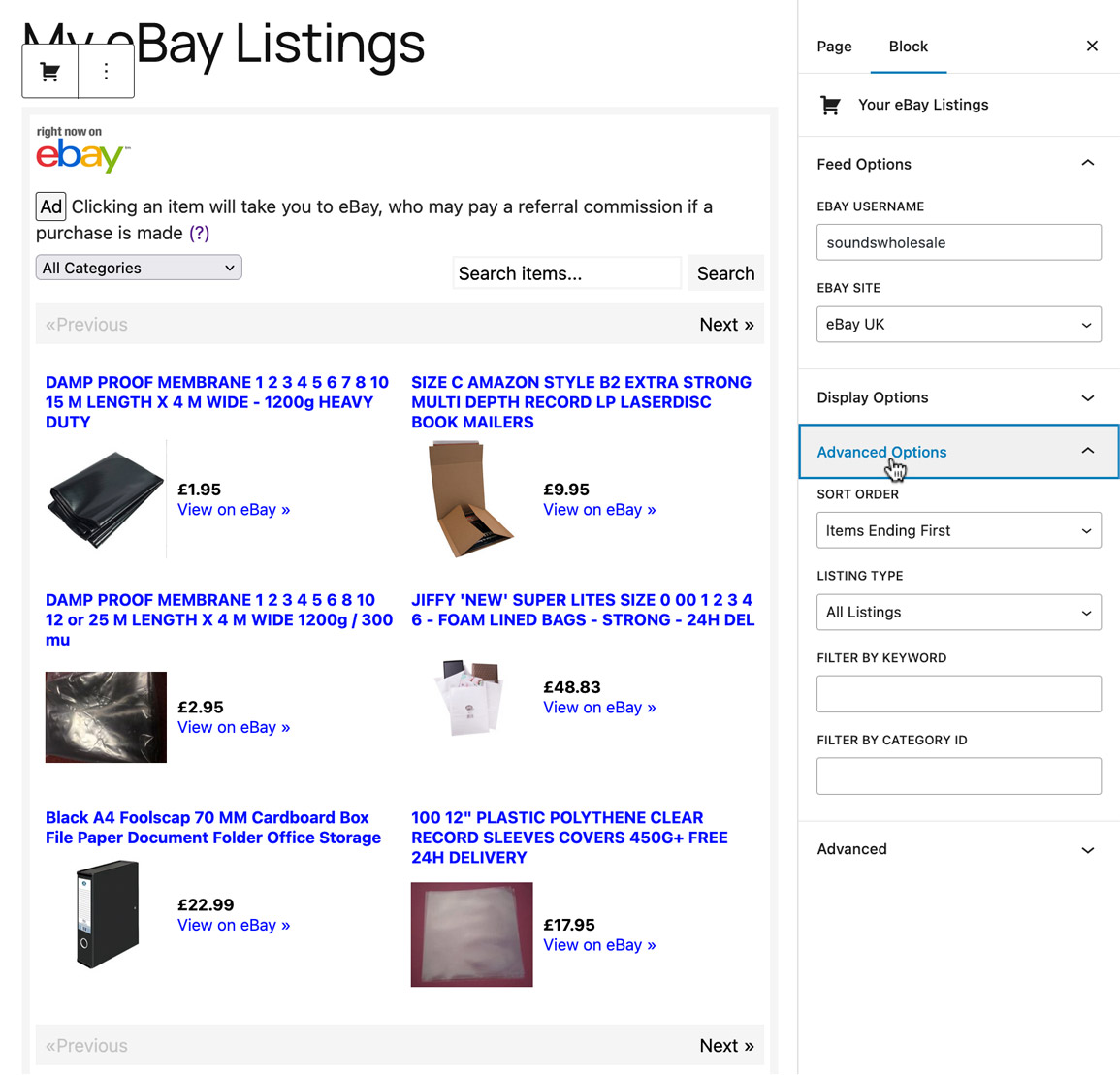 Customize using Block options and preview from admin.