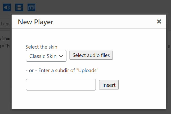 Inserting a New Audio or Video Player