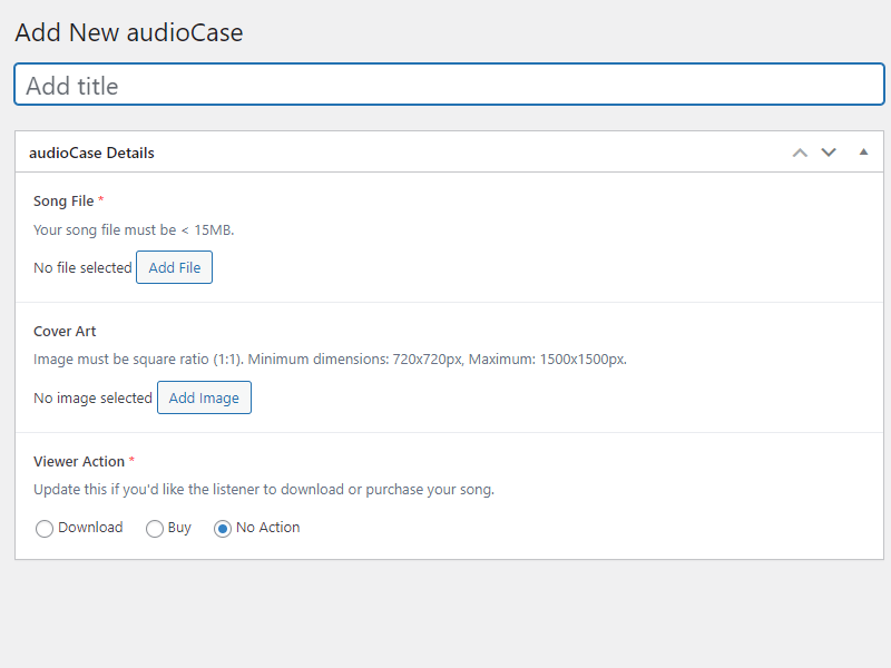 New audioCase entry screen