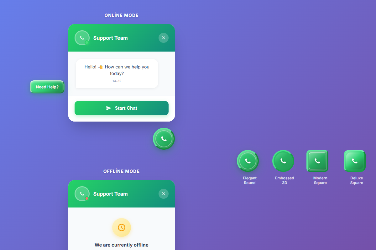 WhatsApp contact button styles - 4 professional WhatsApp button designs