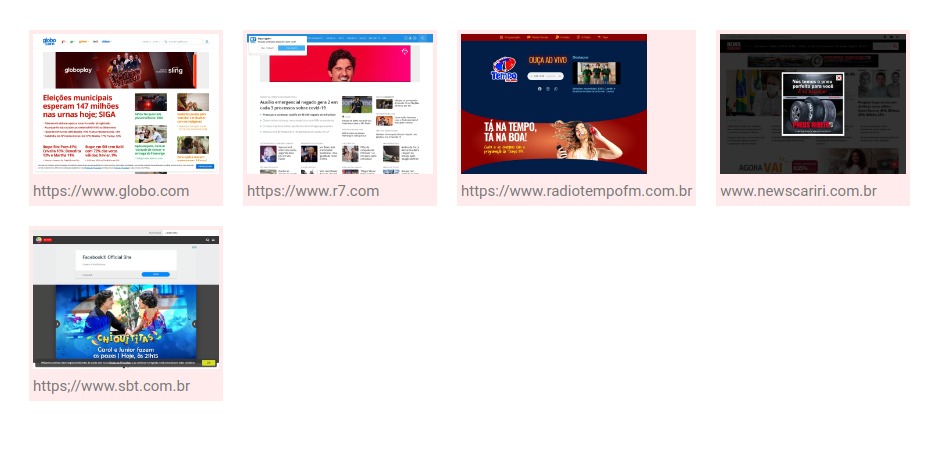 The display of thumbnails on the configured page. The image is uploaded live and shown as it is currently on the site.
