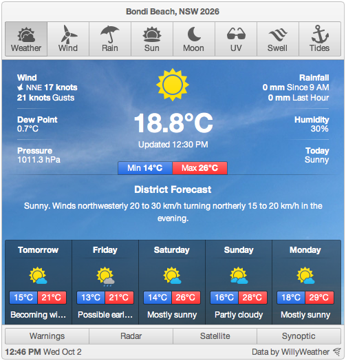 *Full page* widgets display plenty of data, and can hold the most weather types