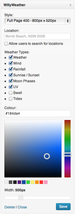 Widget colours and widths can be adjusted. Update your widget at any time!