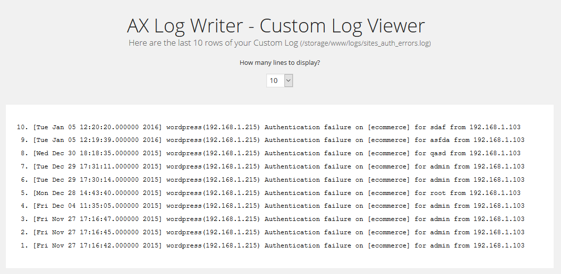 Custom log viewer.