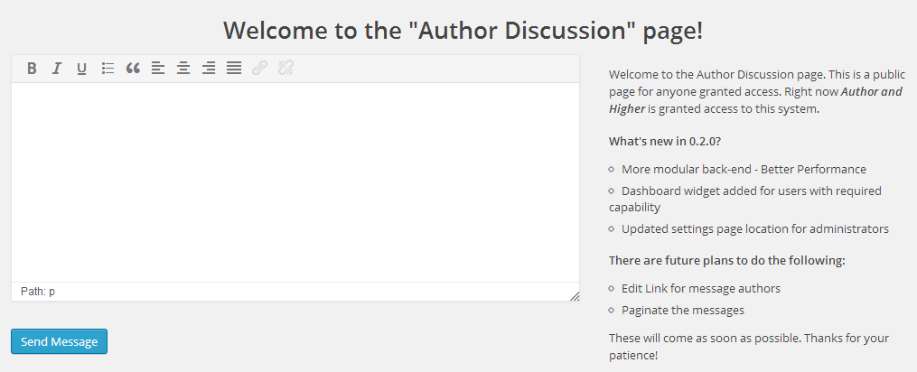The "Admin Page" or the page that is viewed on the discussion tab.