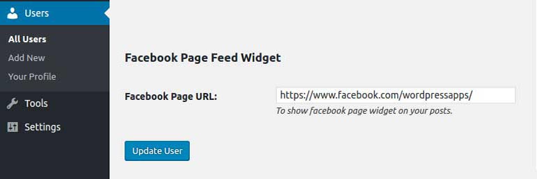 Author Facebook Page Widget - Author Profile Settings