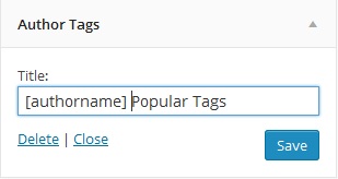 Backend Widget Area specifying [authorname] shortcode.