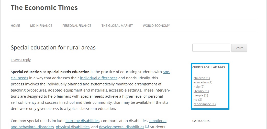 Widget frontend UI with author name.