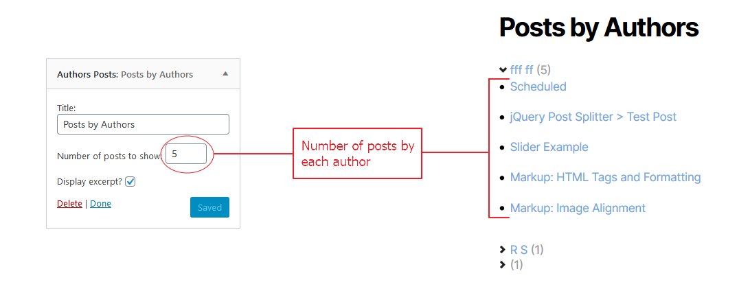 "Authors Posts Widget" in appearance > widgets