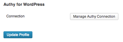 Users manage their individual Authy settings through their WordPress profiles.