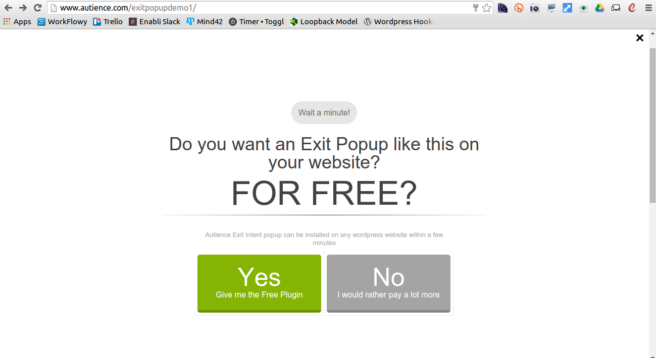 This is how your popup looks in the full screen layout.