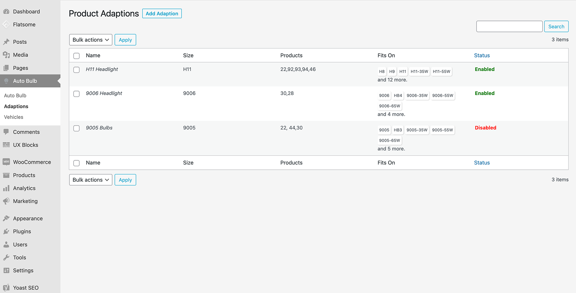 Add adaptions to show products below the bulb size.