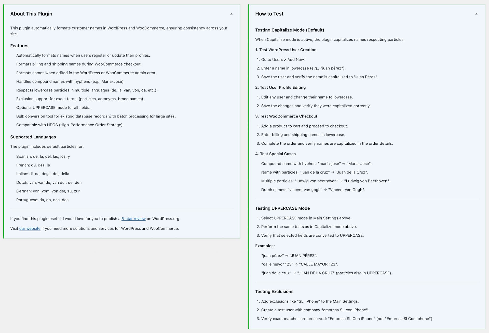 Automatic format mode selection (Capitalize or UPPERCASE)