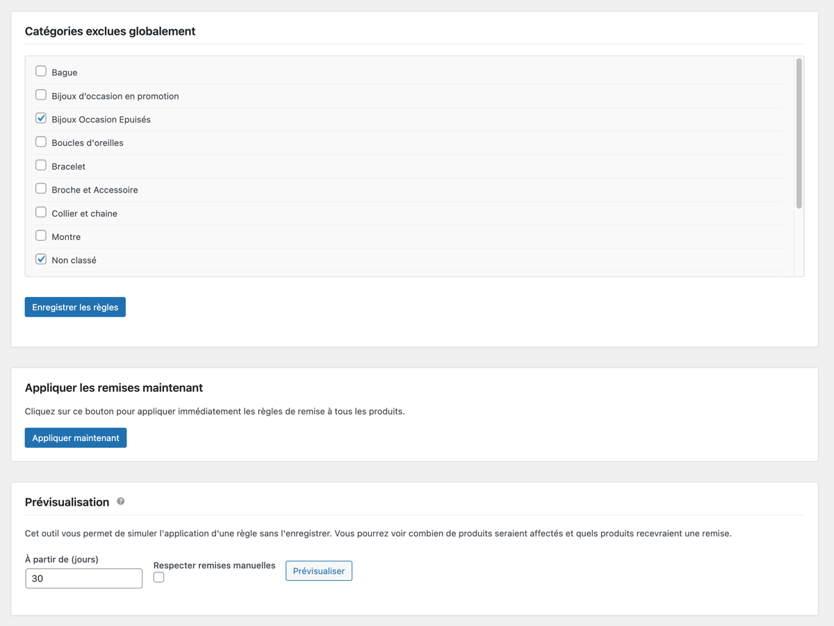 Example of products with discounts applied in the shop