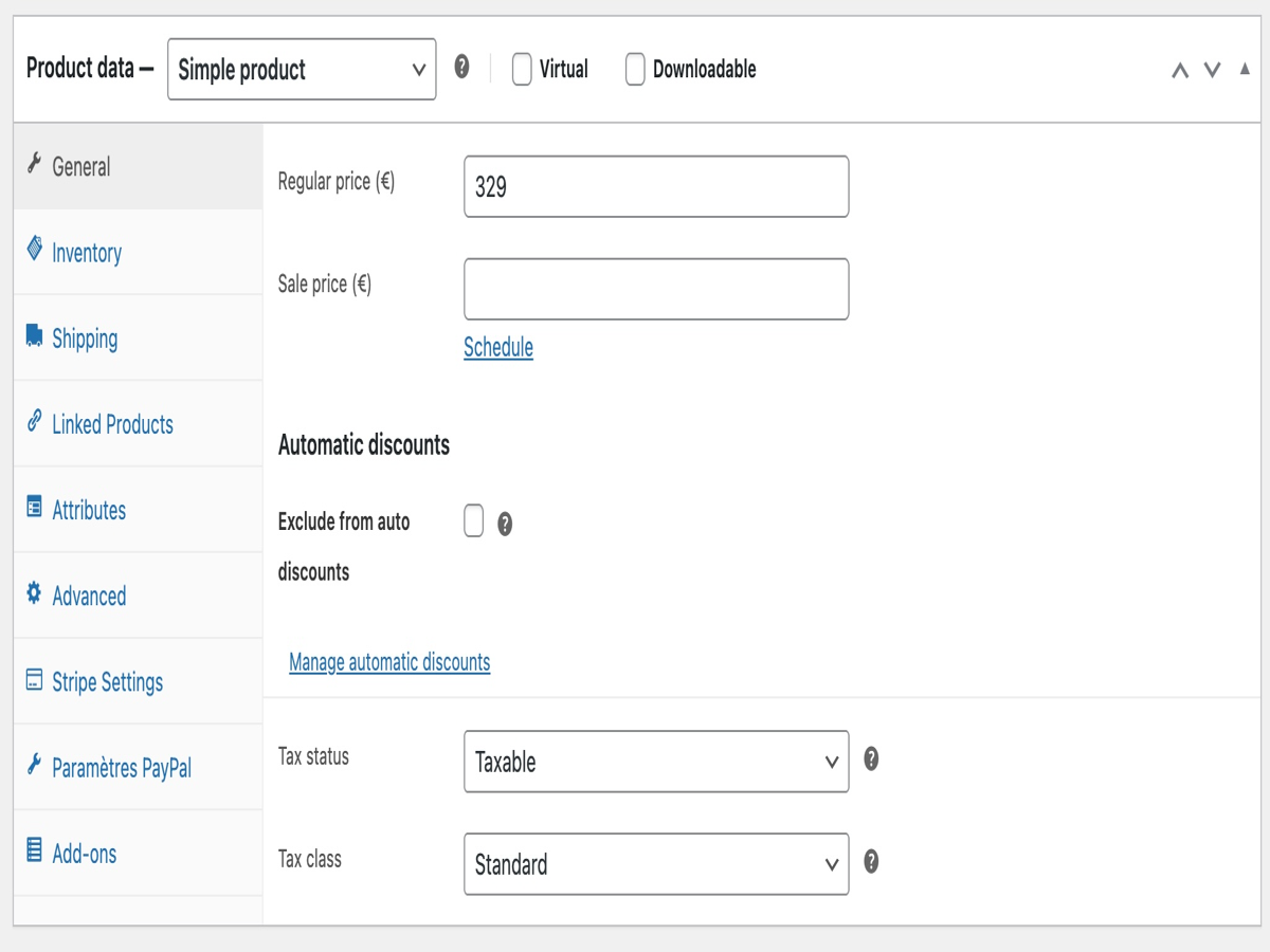 Discount dashboard showing statistics and rule usage