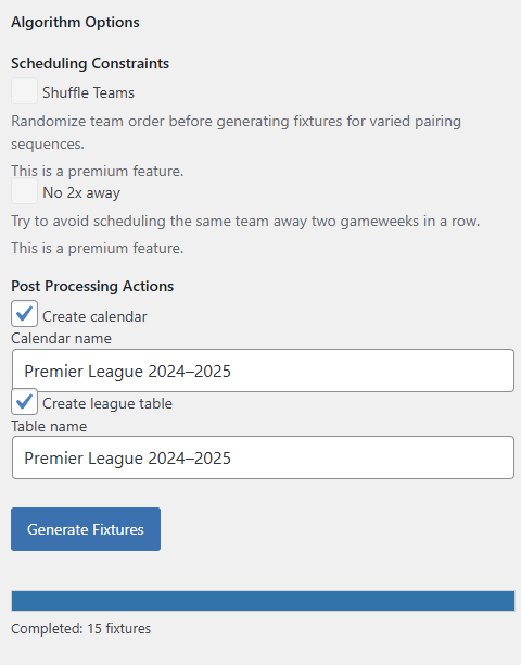Succesfull creation of events