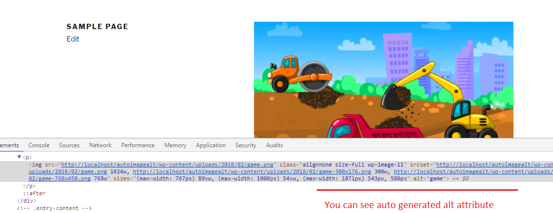 Front end , you are views auto generated ALT attribute.