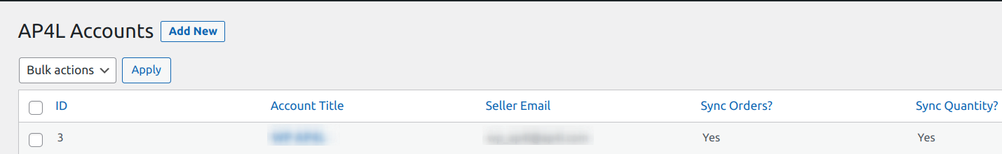 Accounts section