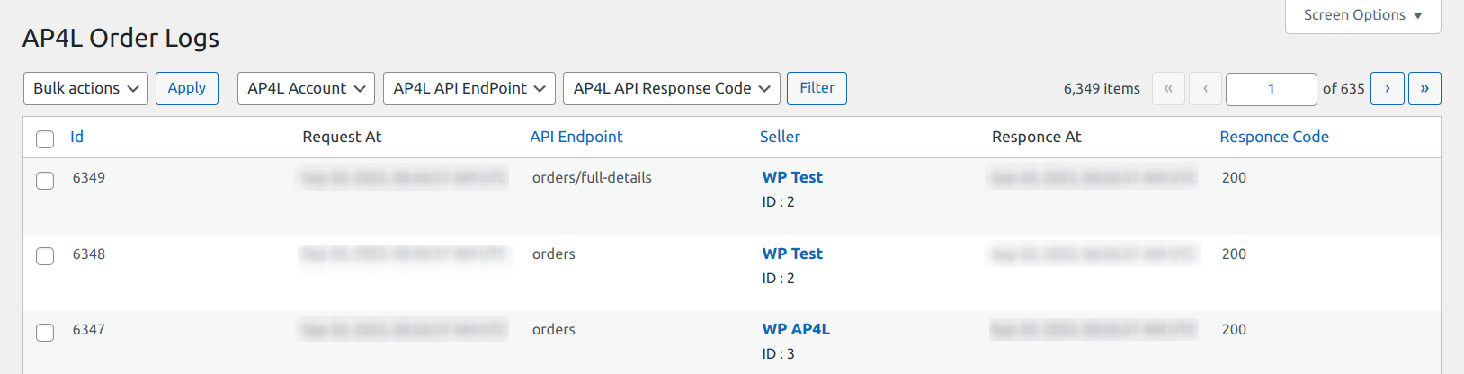 Order Logs section