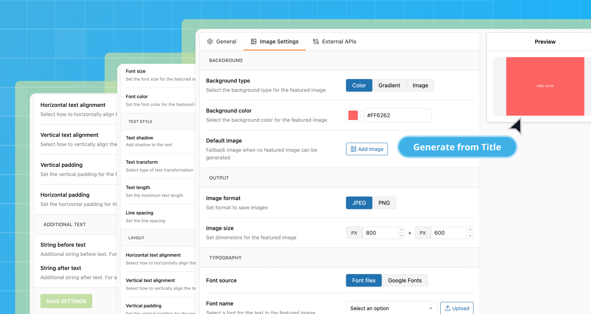 Generate featured images from post titles.