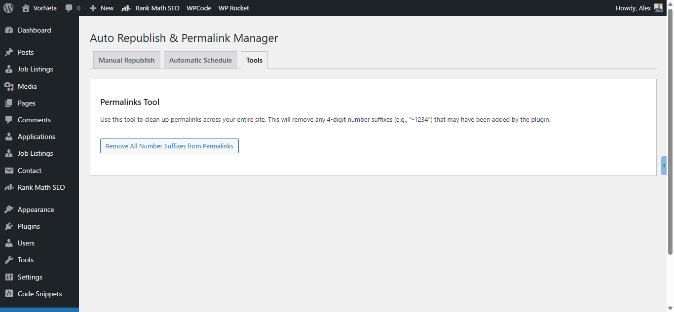 **The Simple Permalink Cleanup Tool**: A one-click utility to clean up numeric suffixes from your permalinks site-wide.