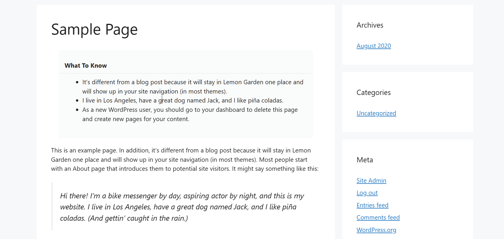 Plugin option page.