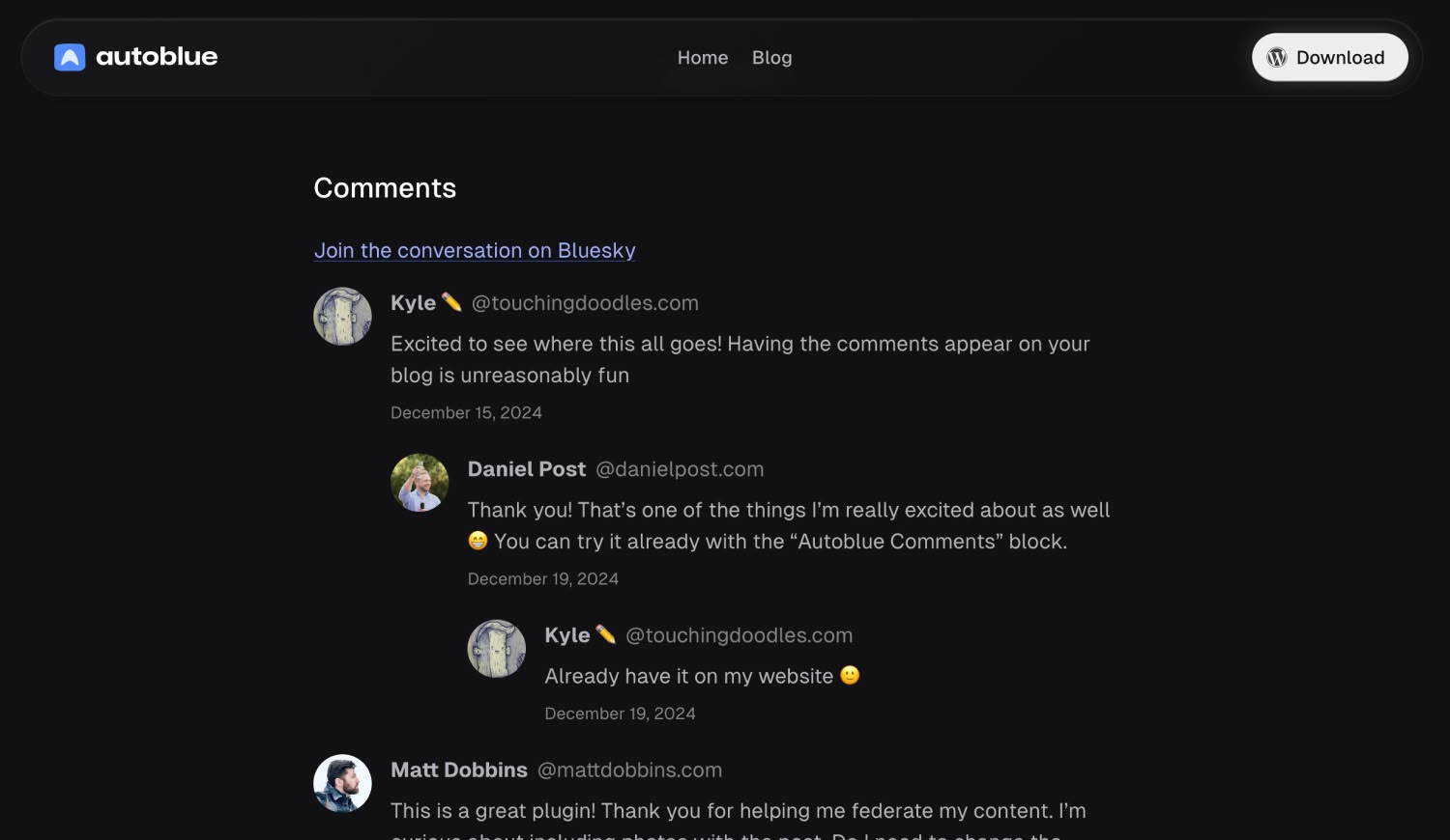 Show Bluesky likes and replies on your WordPress site.