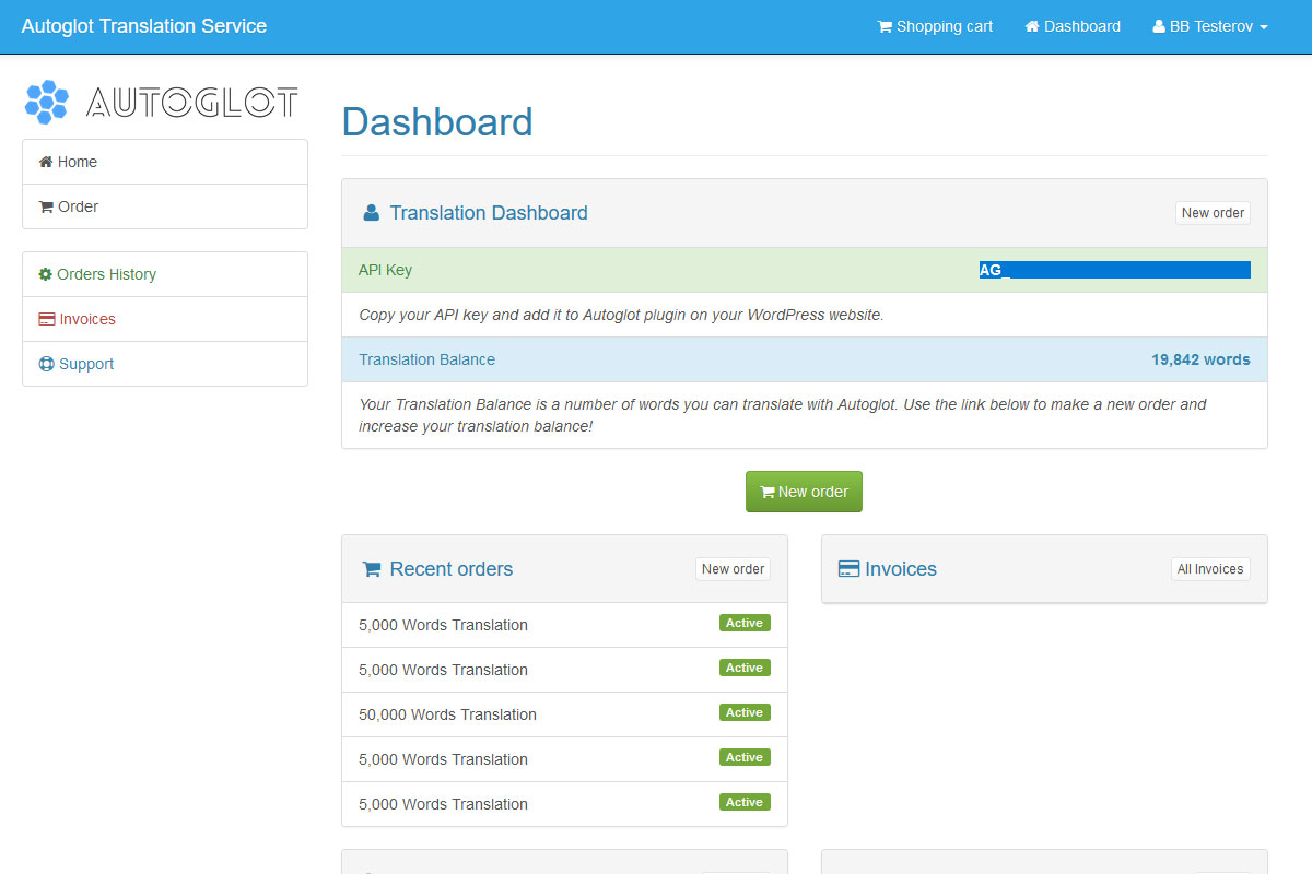 Copy your API key from the Autoglot Control Panel and complete setup in 3 simple steps.