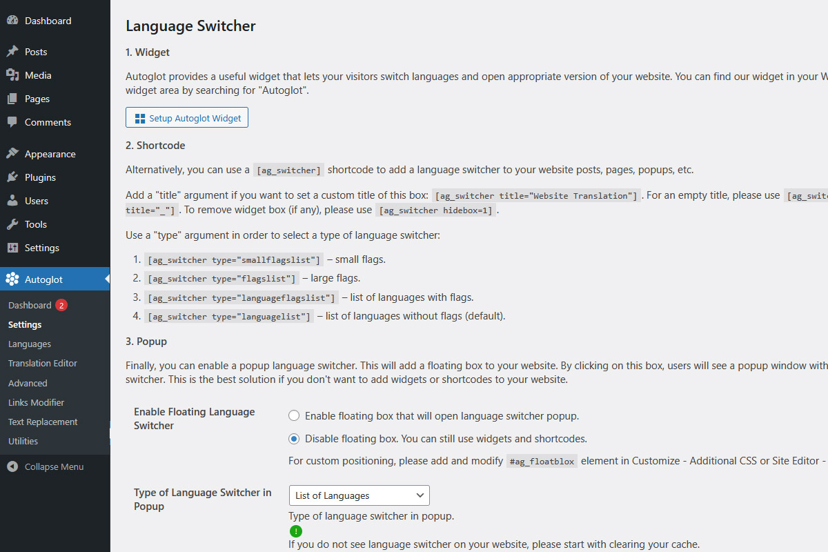 Select as many languages as you need for translation.