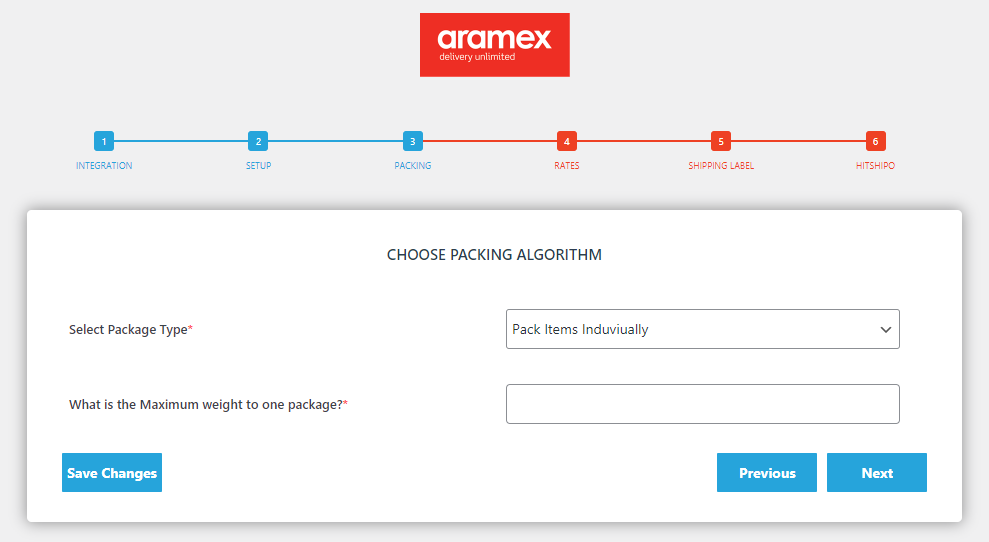 Configuration - Aramex Packing Method.