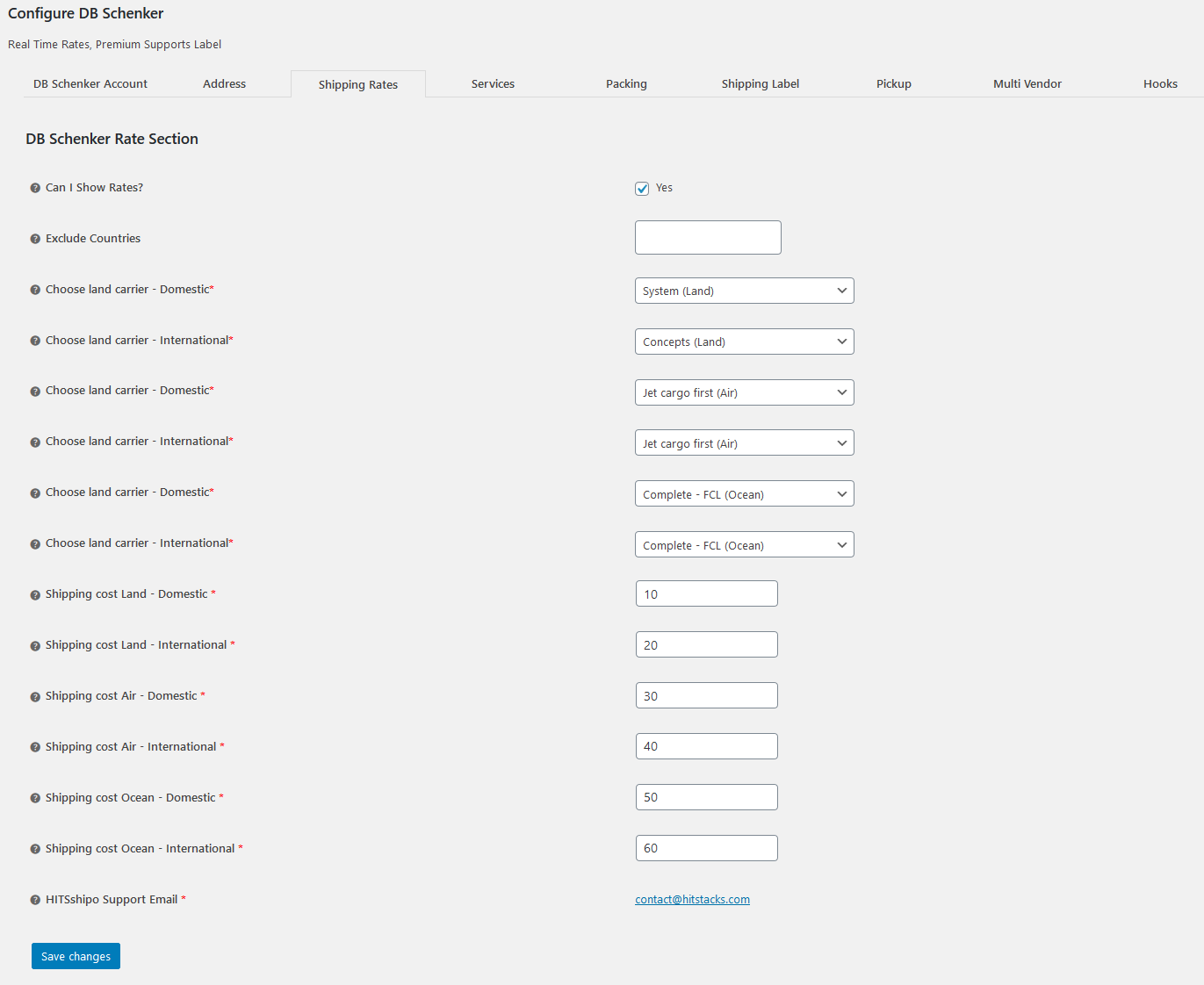 Configuration - Shipping label Settings.